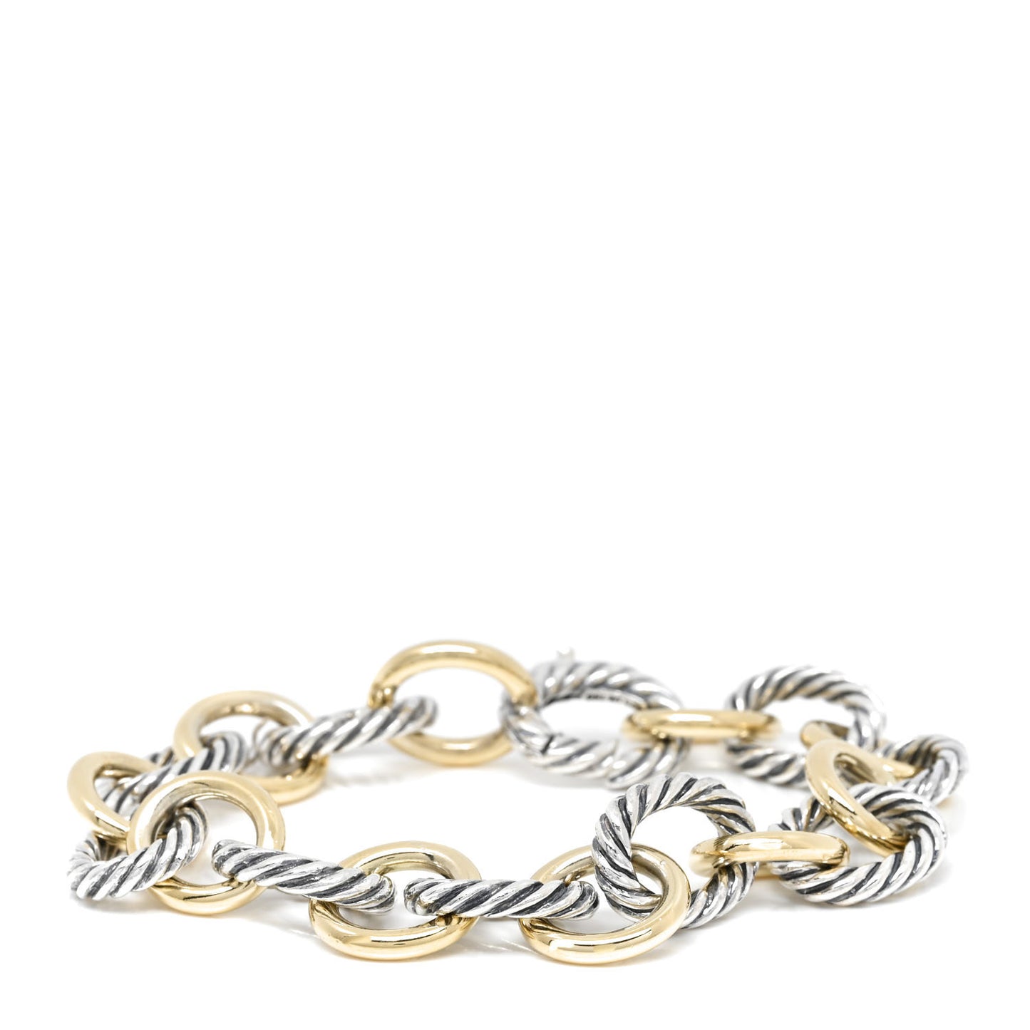 Sterling Silver 18K Yellow Gold 12mm Large Oval Link Bracelet