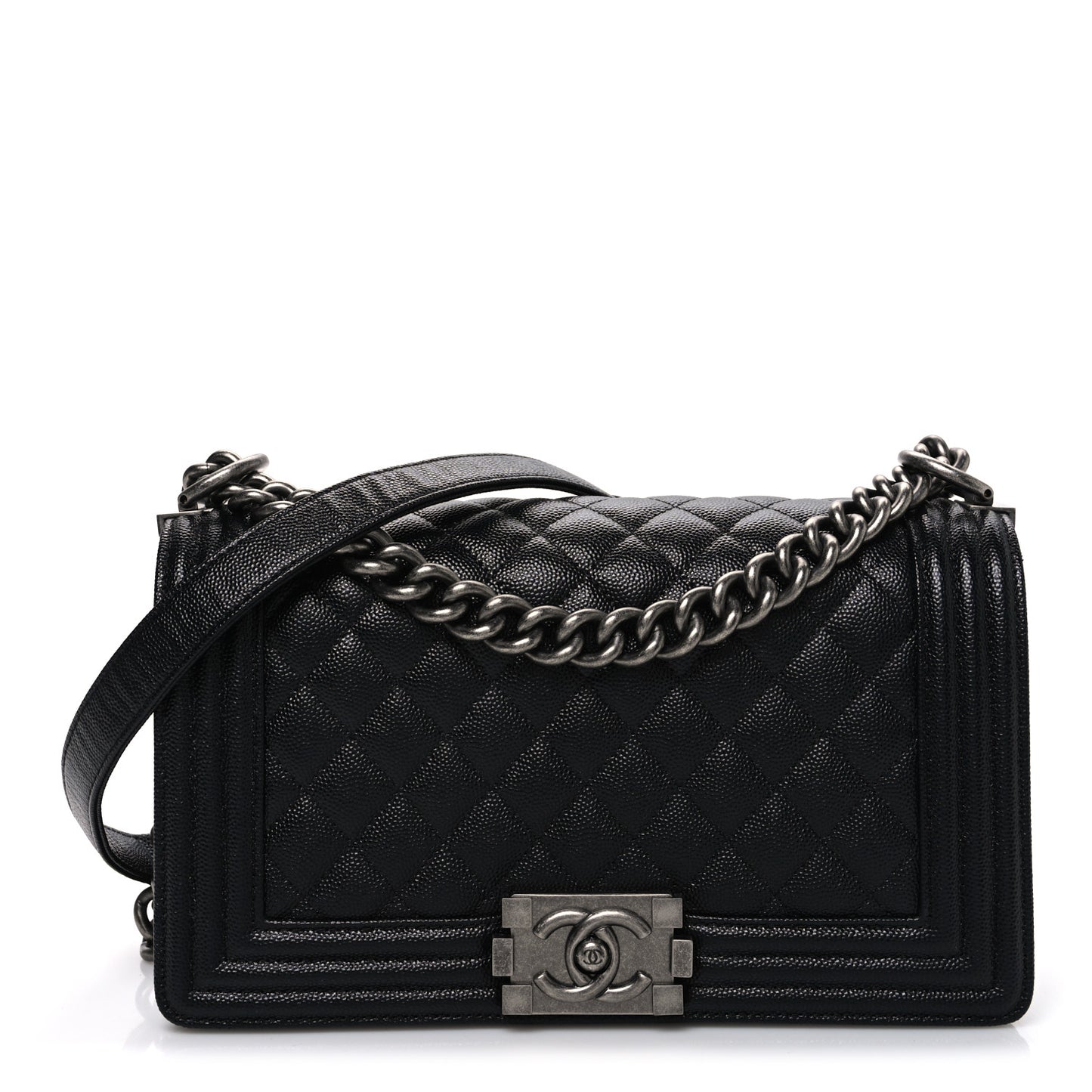 Caviar Quilted Medium Boy Flap Black