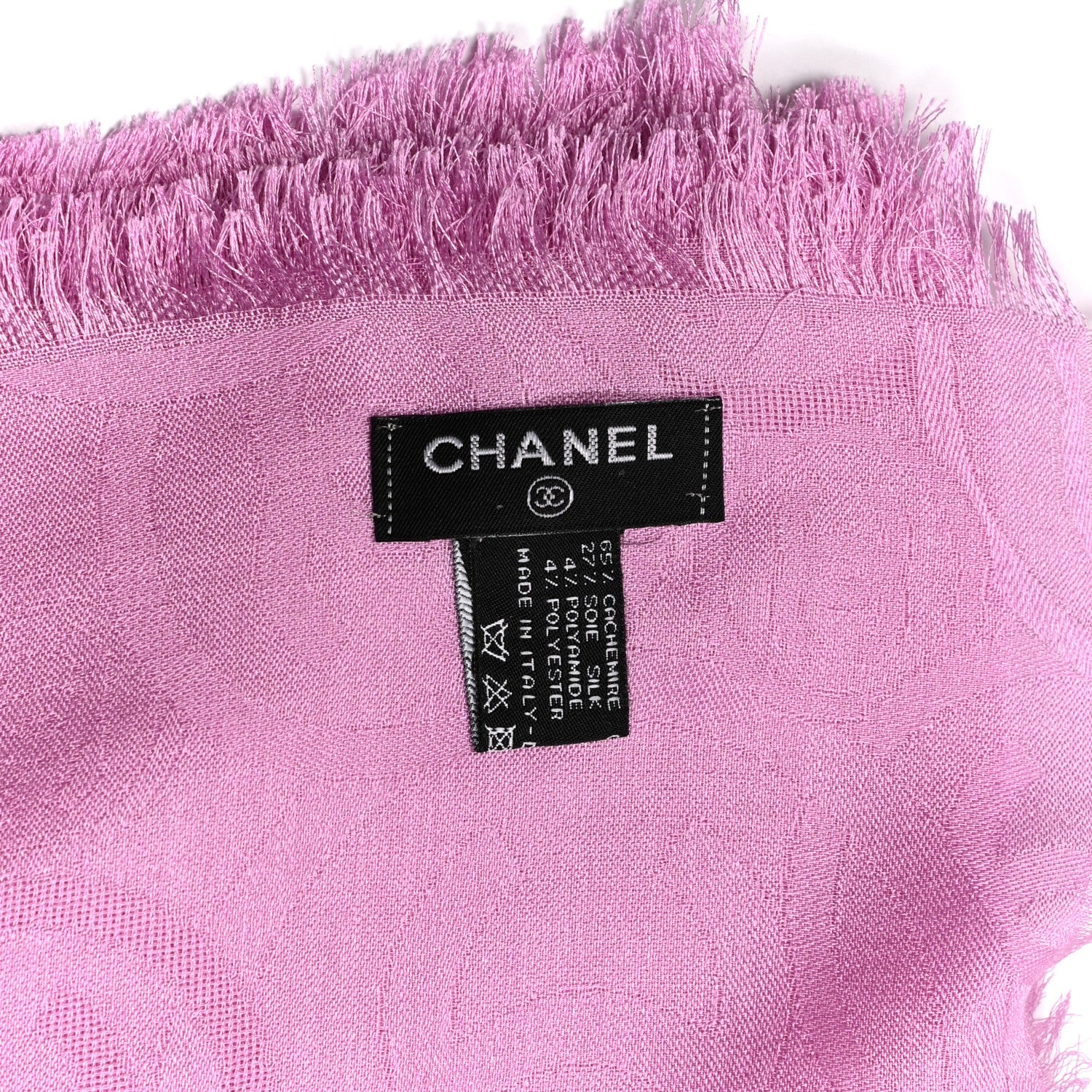 Chanel Cashmere Silk CC Fringe Scarf Pink 3 of 3