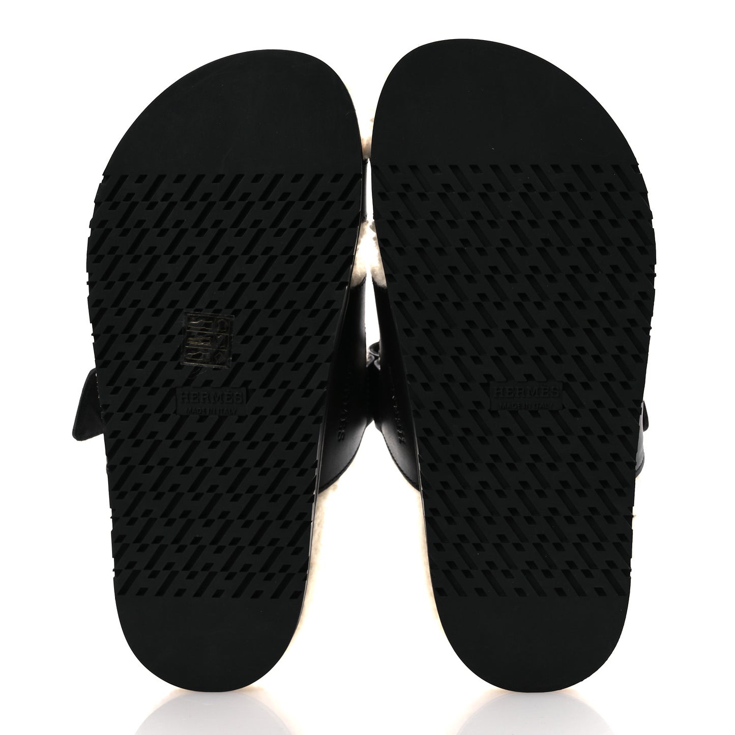 Calfskin Woolskin Womens Chypre Sandals 37.5 Black Ecru