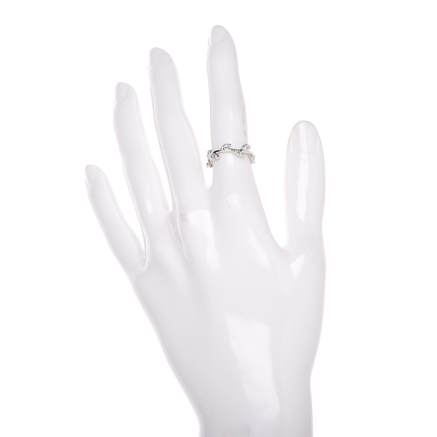 Tiffany 18K White Gold Diamond Narrow Paloma Picasso Olive Leaf Band Ring 49 4.75 2 of 4