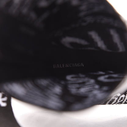 Balenciaga Knit Jacquard Curved Typo Booties 38.5 Black White 6 of 8
