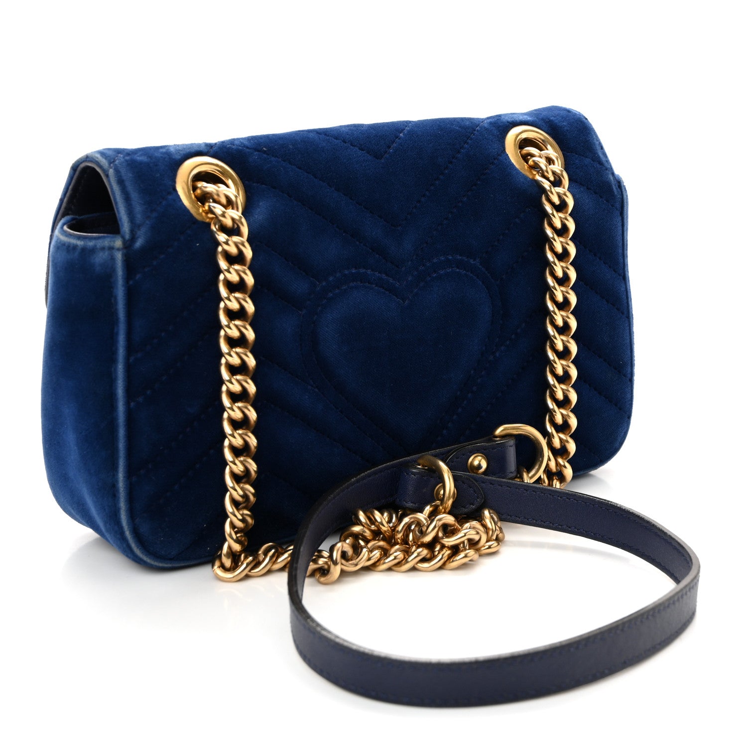 Gucci Velvet Matelasse Mini GG Marmont Shoulder Bag Cobalt Blue 3 of 14