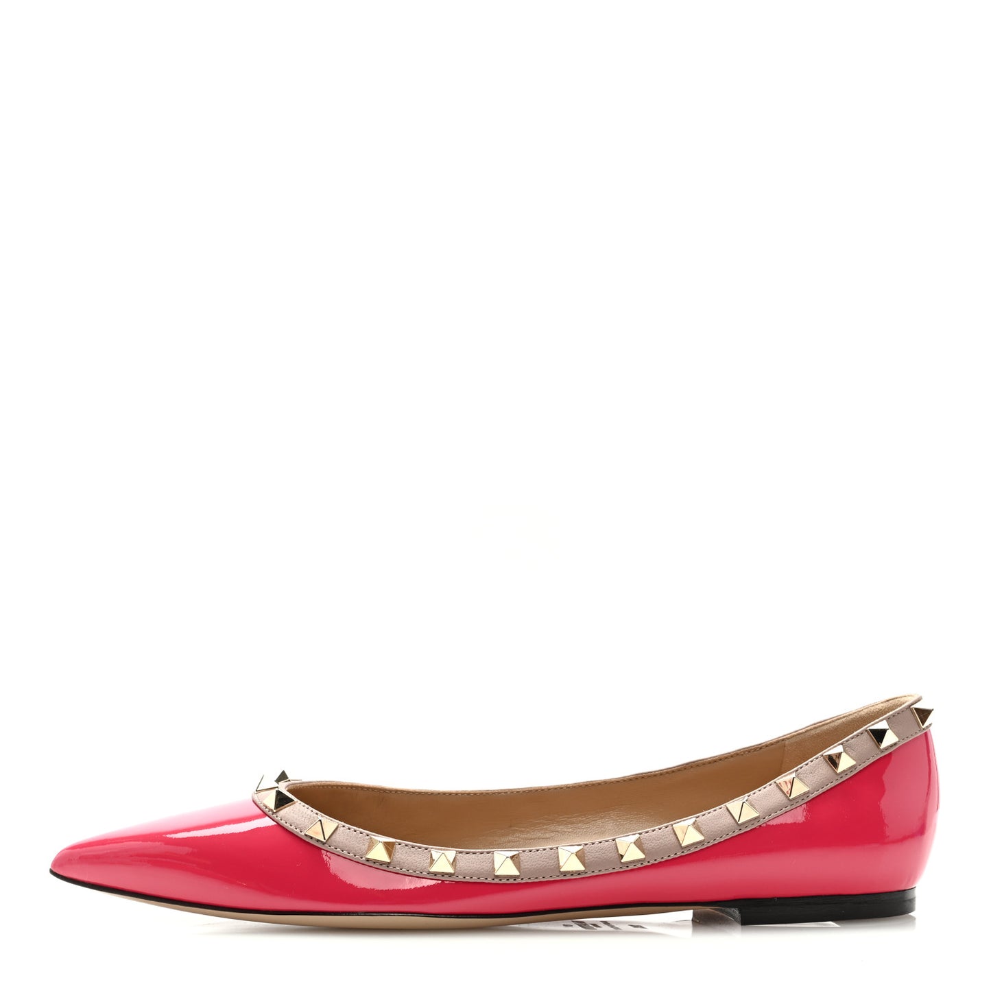 Patent Nappa Rockstud Ballerina Flats 39.5 Framboise Poudre