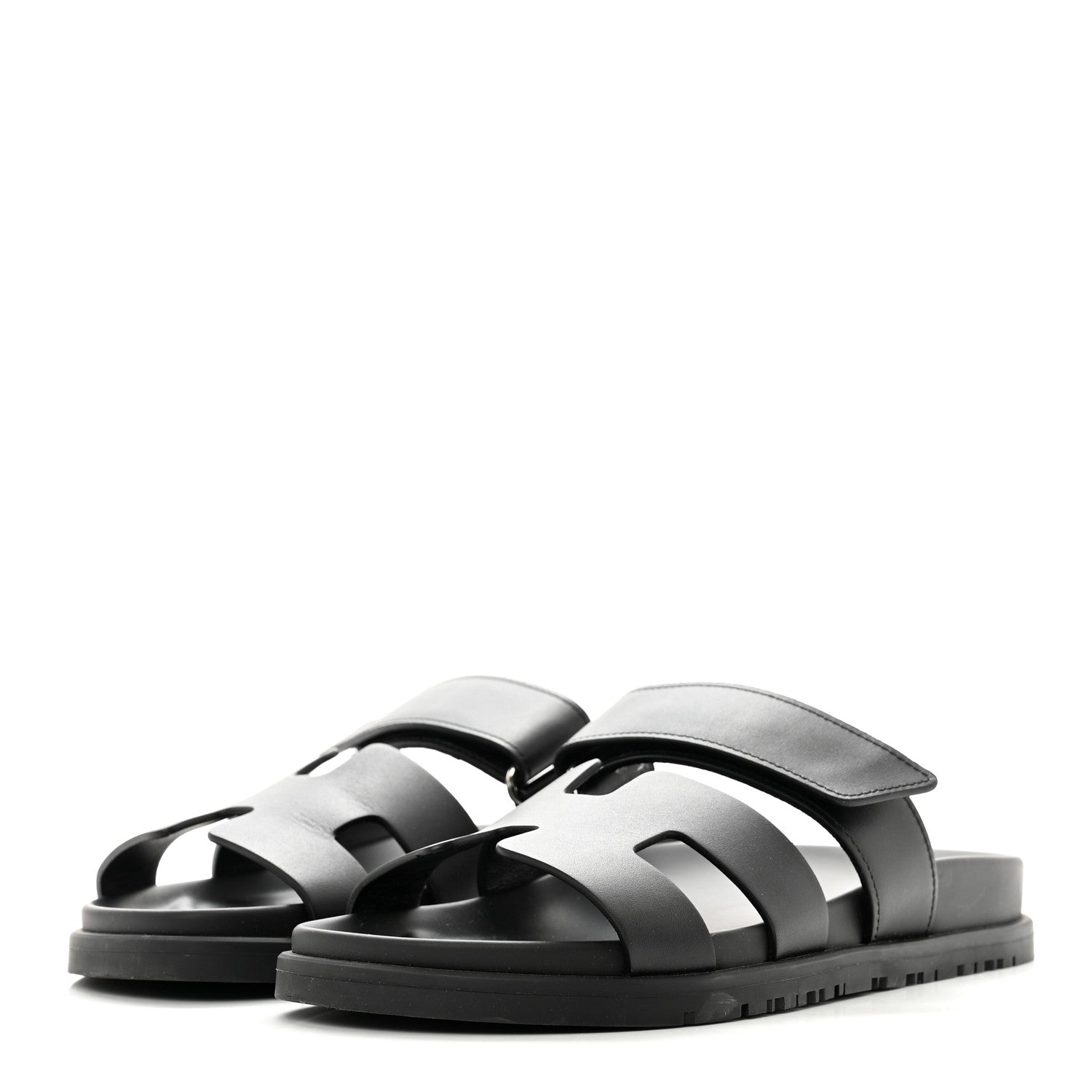Hermes Calfskin Womens Chypre Sandals 36.5 Black 3 of 10