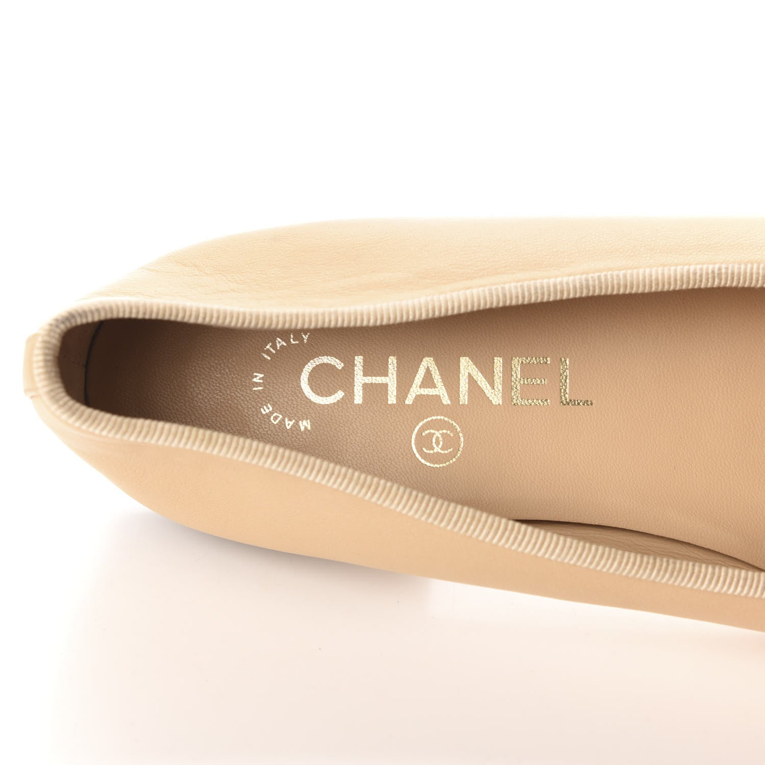 Chanel Lambskin Cap Toe CC Ballerina Flats 36 Beige Black 7 of 10
