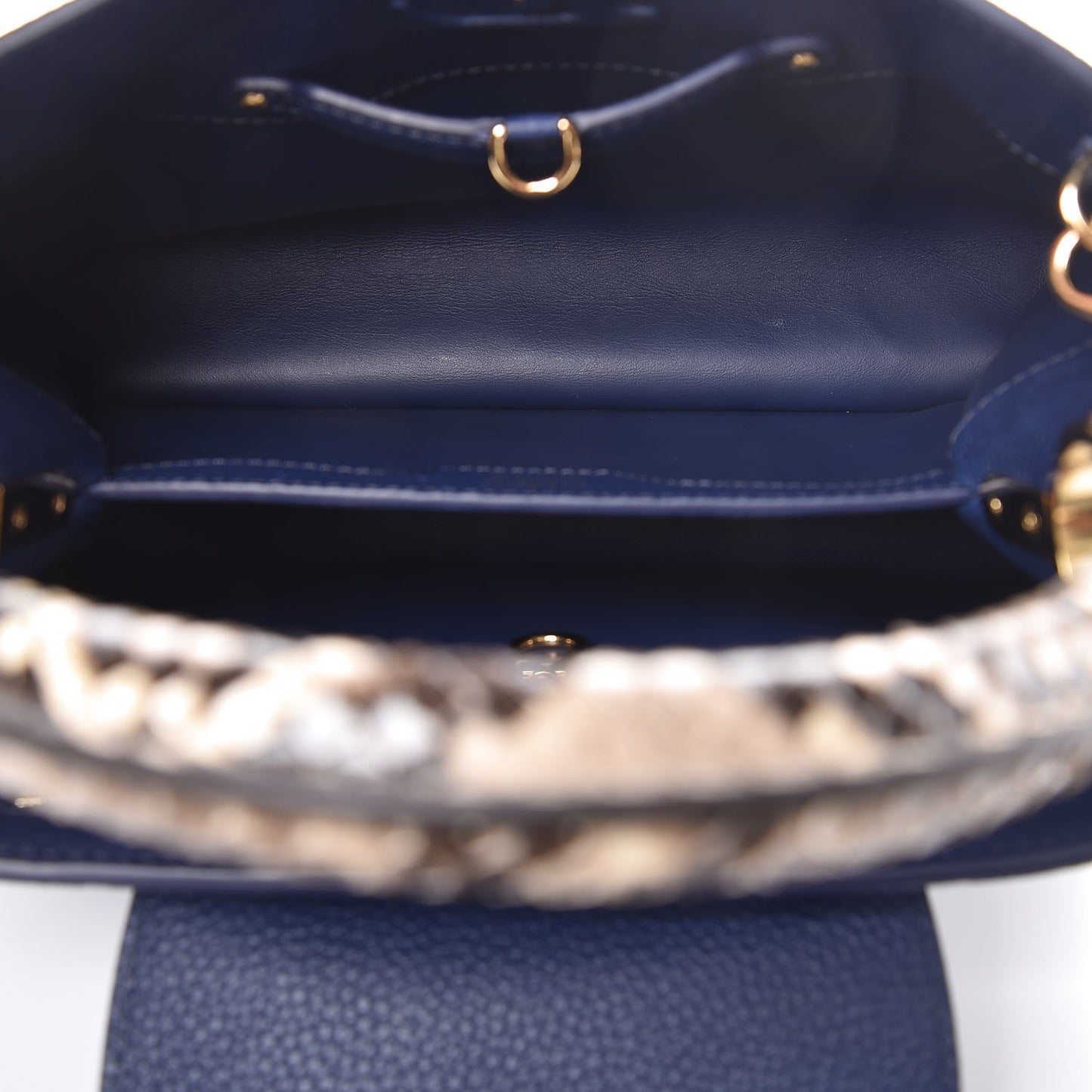 Taurillon Python Capucines PM Blue Marine