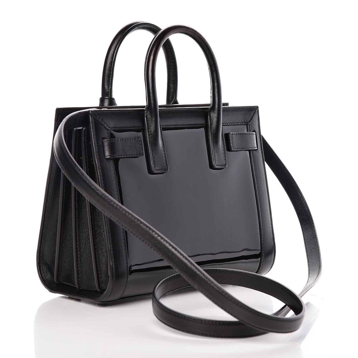 Patent Calfskin Nano Sac de Jour Black