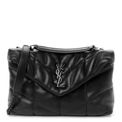 Saint Laurent Lambskin Quilted Toy Loulou Puffer Monogram Monochrome Chain Satchel Black 1 of 12