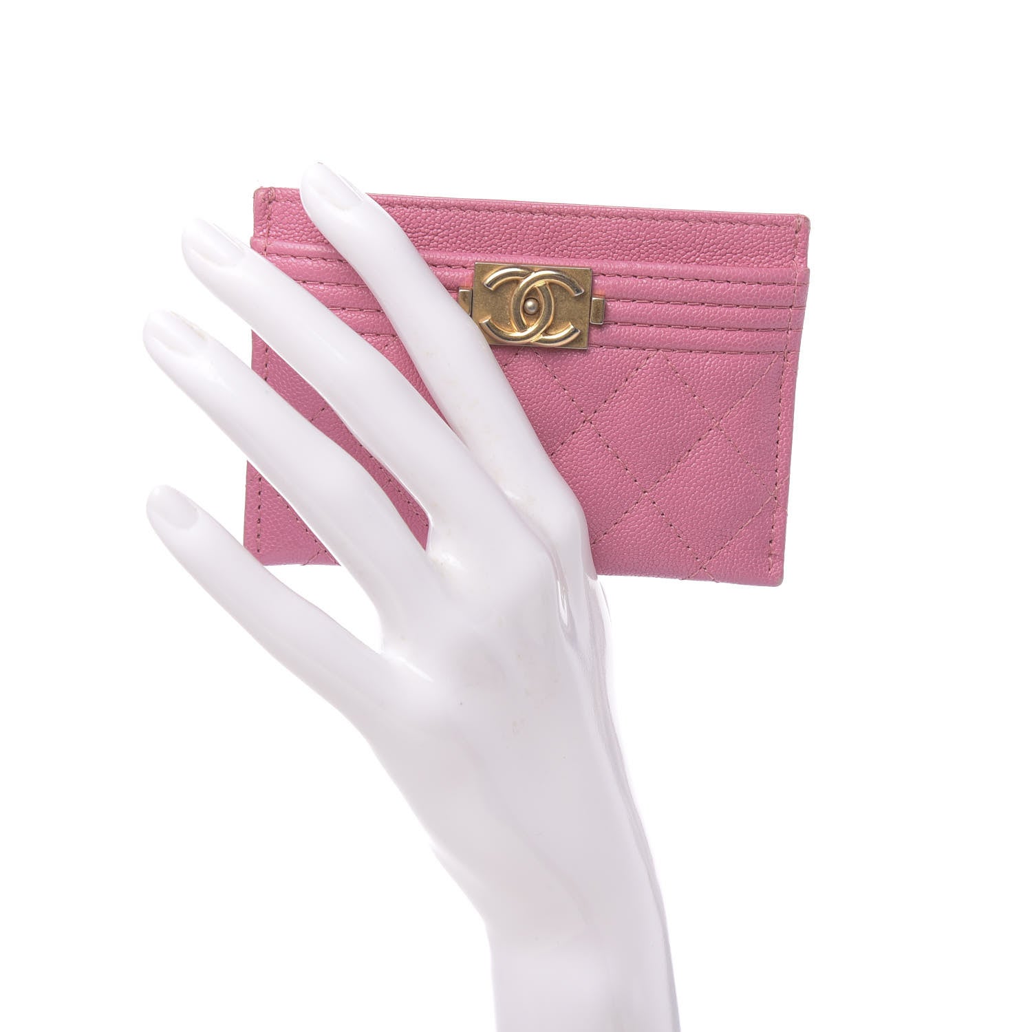 Chanel Caviar Quilted Boy Card Holder Light Pink 2 of 10