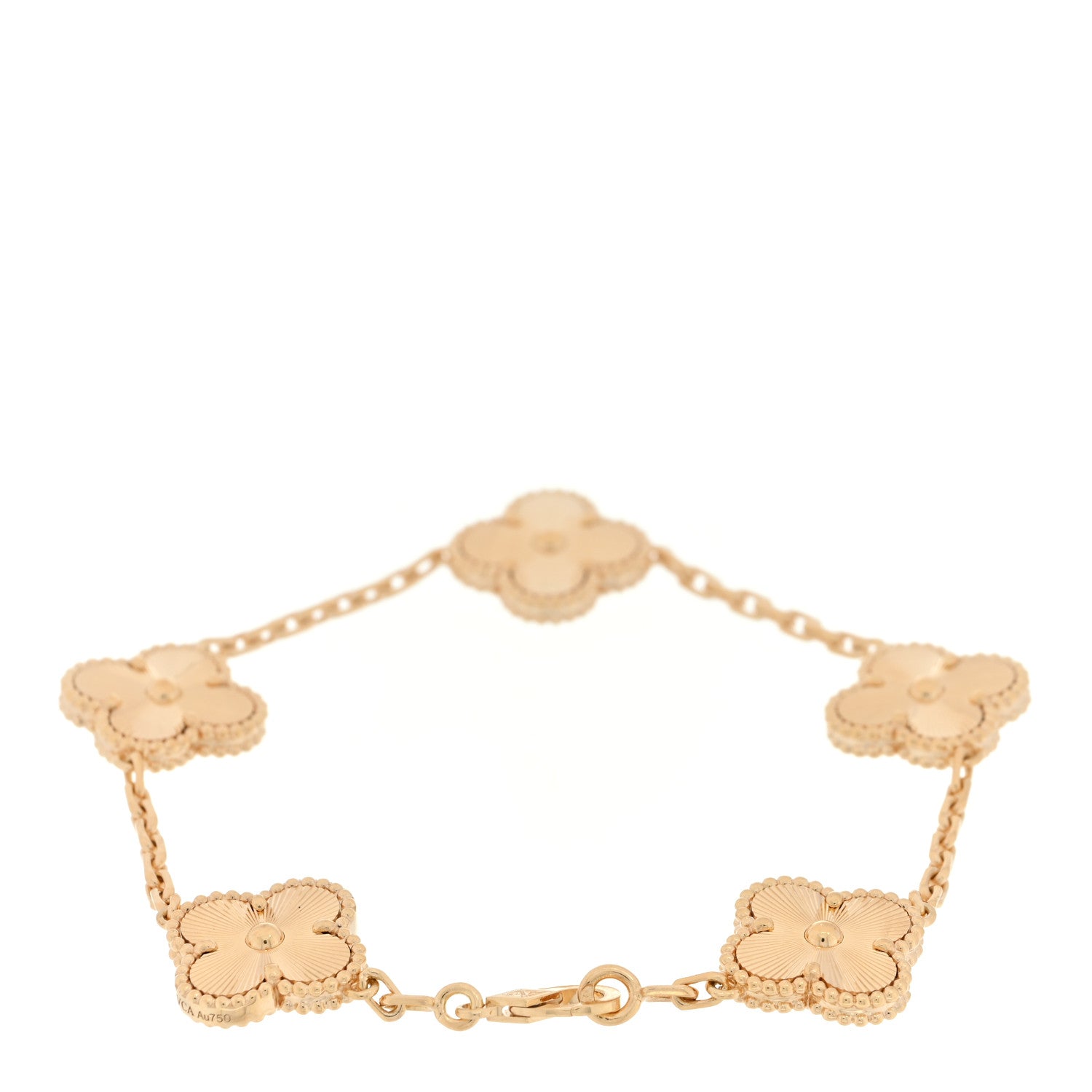 Van Cleef & Arpels 18K Yellow Gold 5 Motifs Guilloche Vintage Alhambra Bracelet 2 of 3