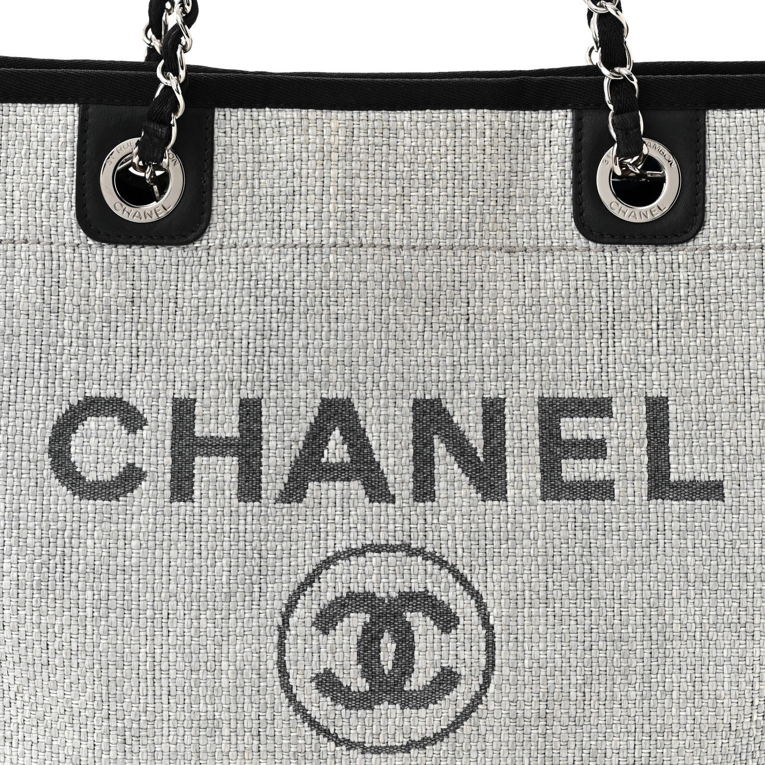 Chanel Woven Straw Raffia Small Deauville Tote Grey 8 of 10