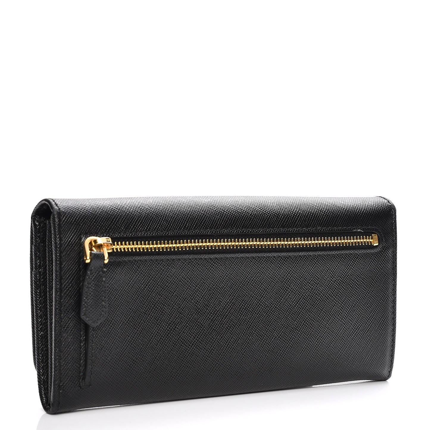Saffiano Metal Continental Flap Wallet Nero Black