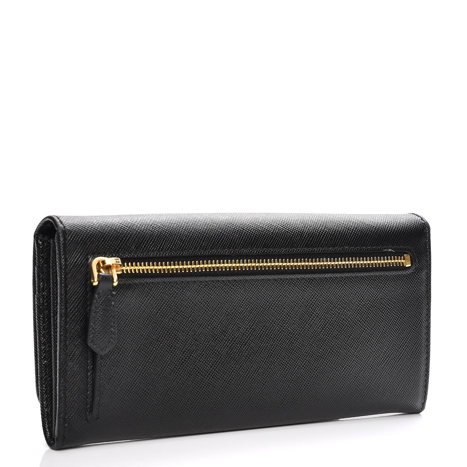 Prada Saffiano Metal Continental Flap Wallet Nero Black 3 of 8