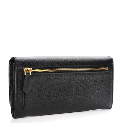 Prada Saffiano Metal Continental Flap Wallet Nero Black 3 of 8