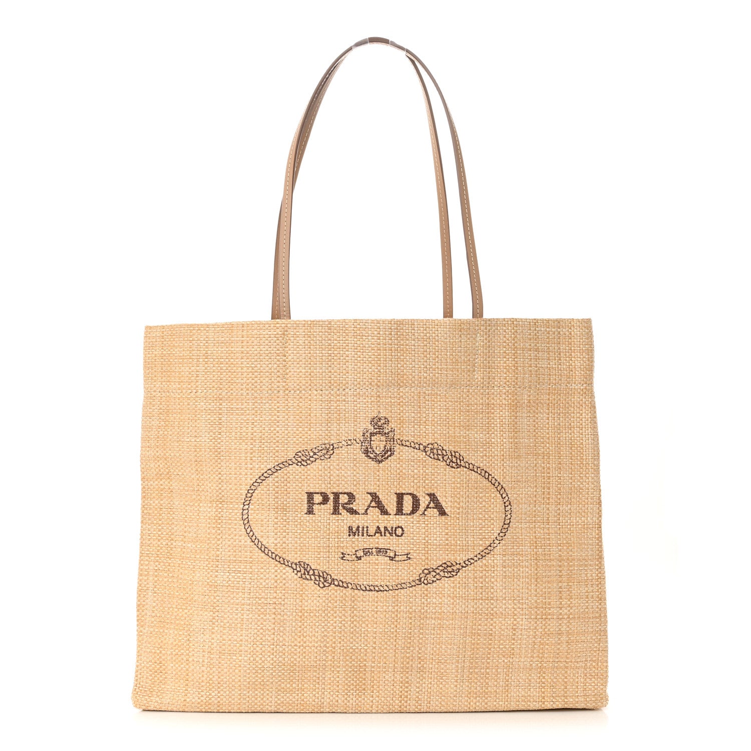 Prada Raffia Logo Tote Naturale 1 of 9