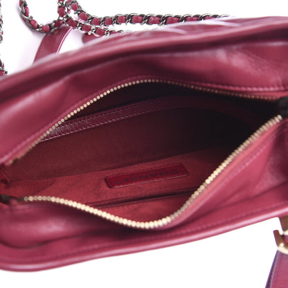 Chanel Aged Calfskin Chevron Quilted Small Gabrielle Hobo Dark Pink 4 of 9