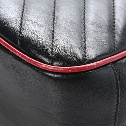 Gucci Vintage Effect Calfskin Matelasse Diagonal Small Torchon GG Marmont Bamboo Top Handle Shoulder Bag Black Romantic Cherry 12 of 13