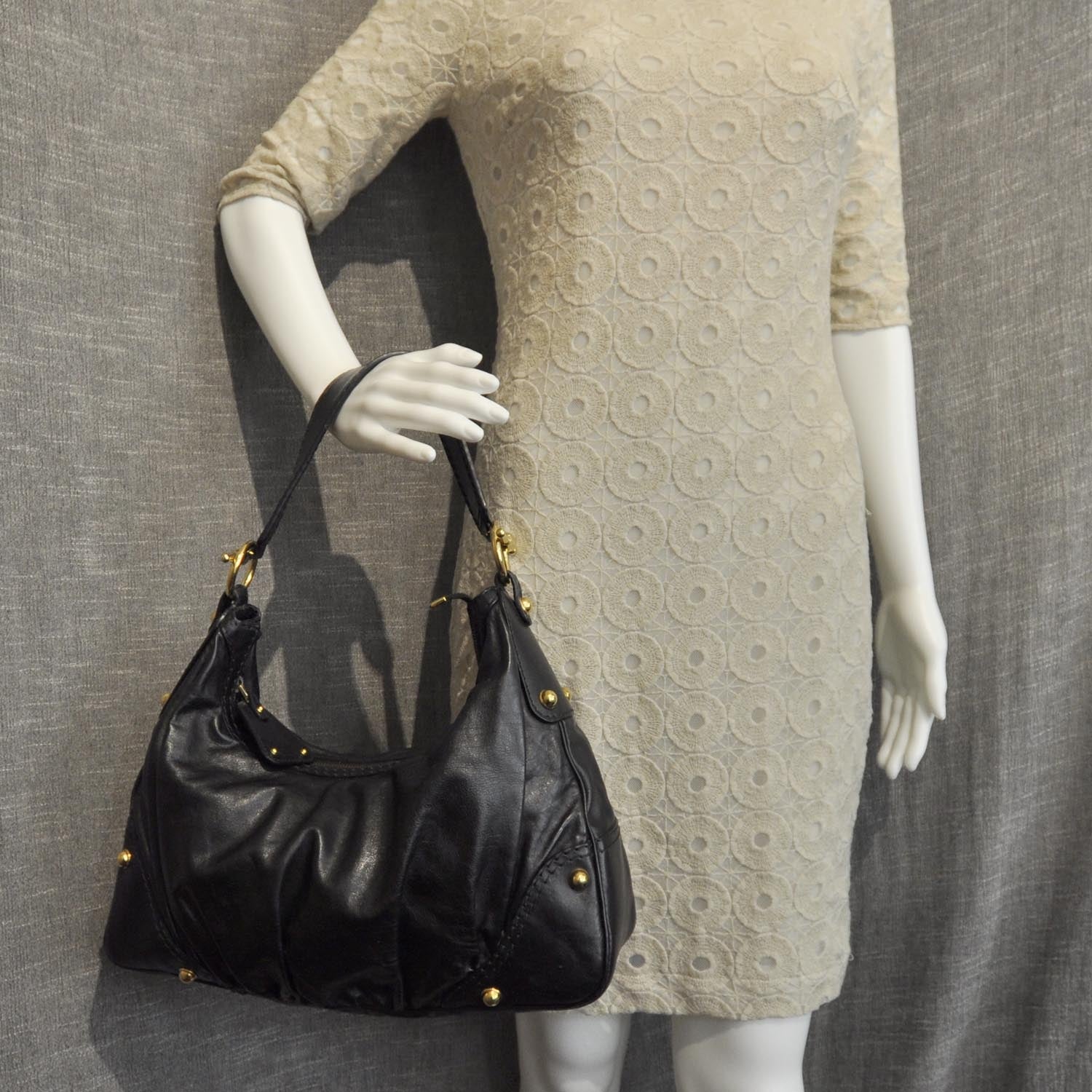 Gucci Leather Medium Jockey Hobo Black 2 of 9