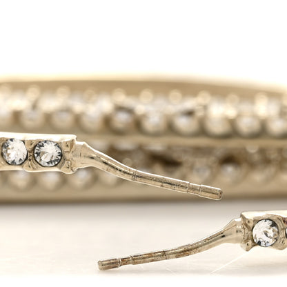 Chanel Crystal Logo Hoop Earrings Gold 5 of 6