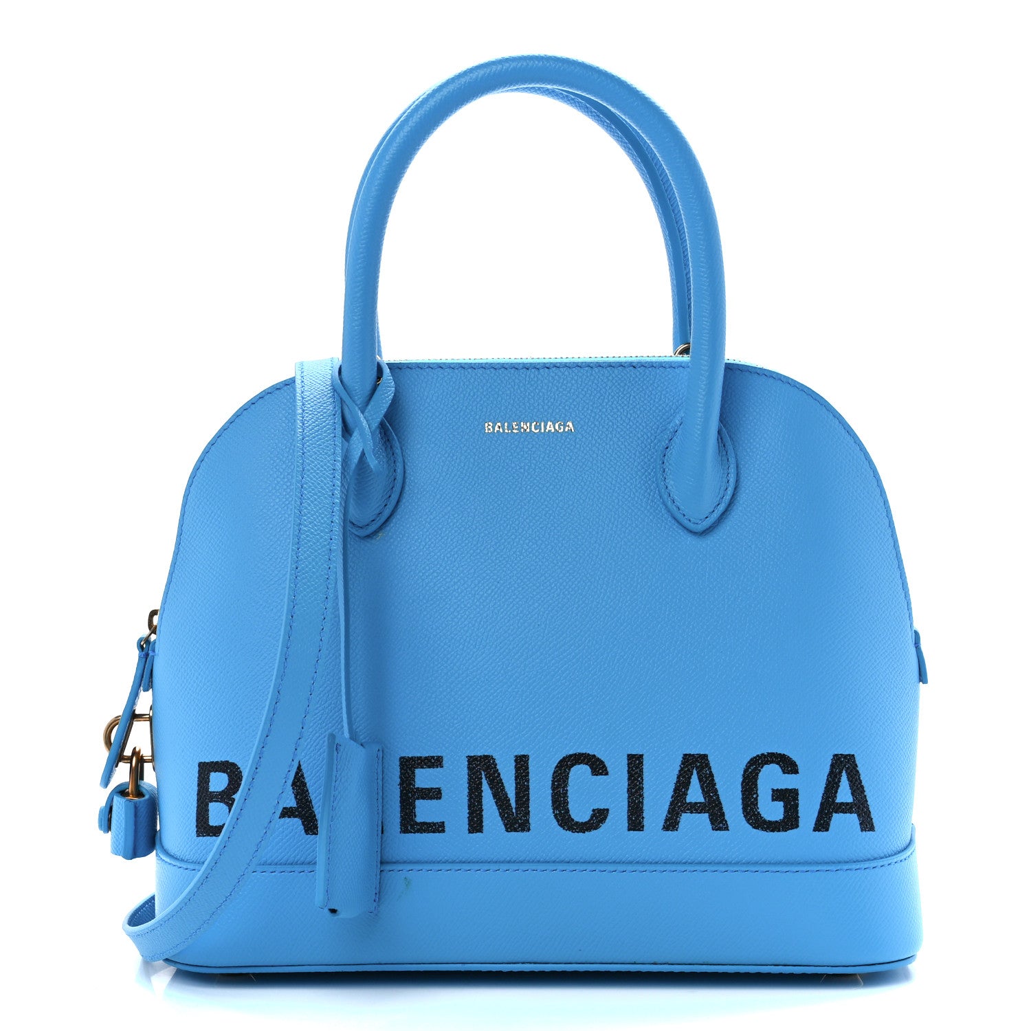 Balenciaga Signature Grained Calfskin Logo S Ville Top Handle Bag Bleu Turquoise 1 of 10