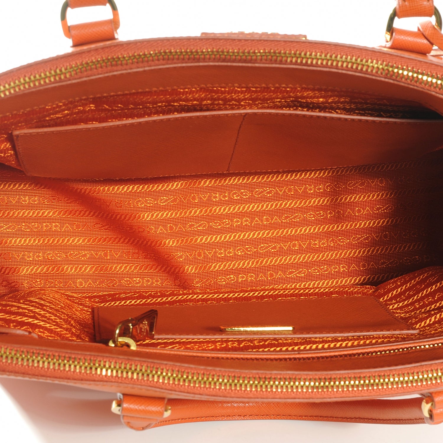 Prada Saffiano Lux Double Zip Tote Papaya 6 of 8