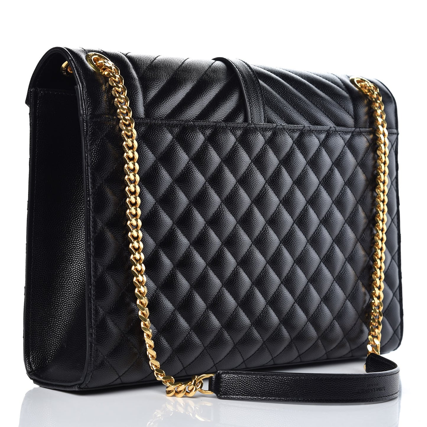 Grain De Poudre Textured Mixed Matelasse Large Triquilt Monogram Satchel Black