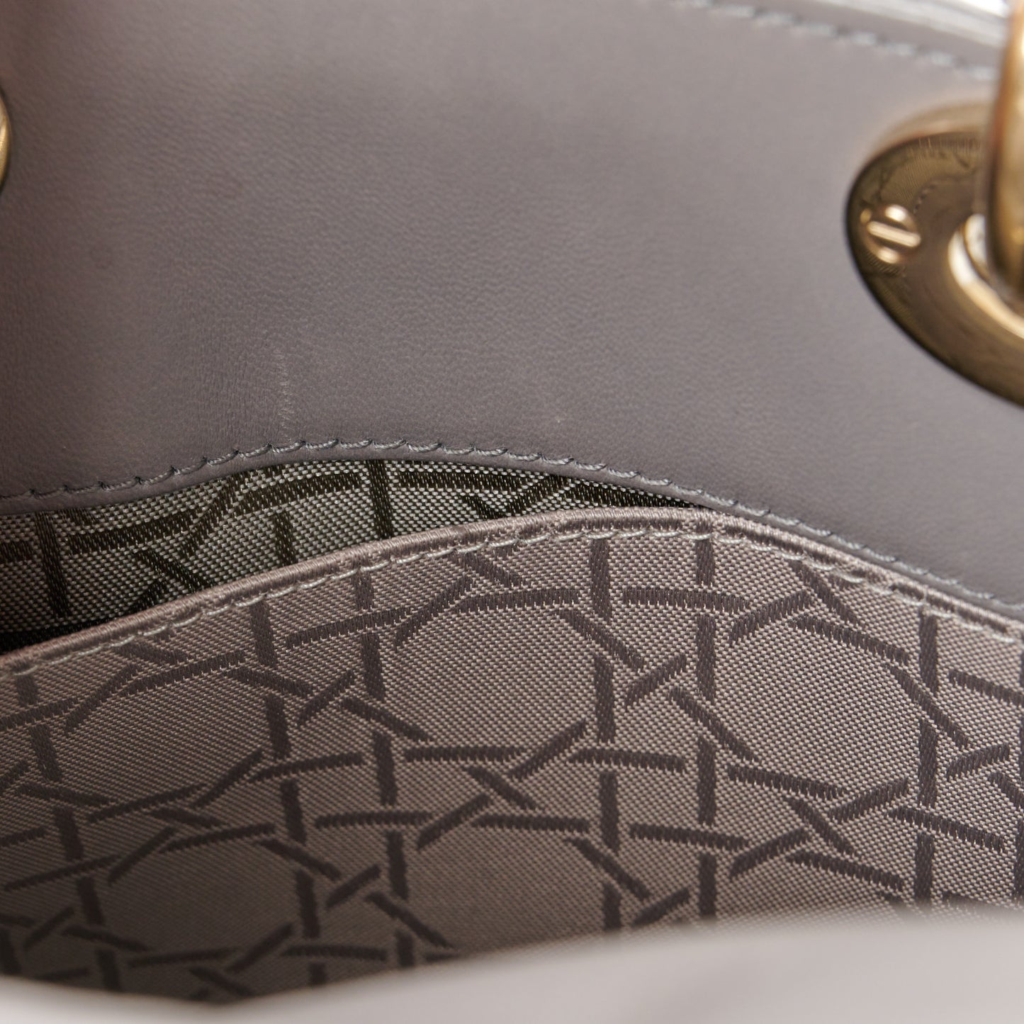 Lambskin Cannage Small Lucky Badges My Lady Dior Grey