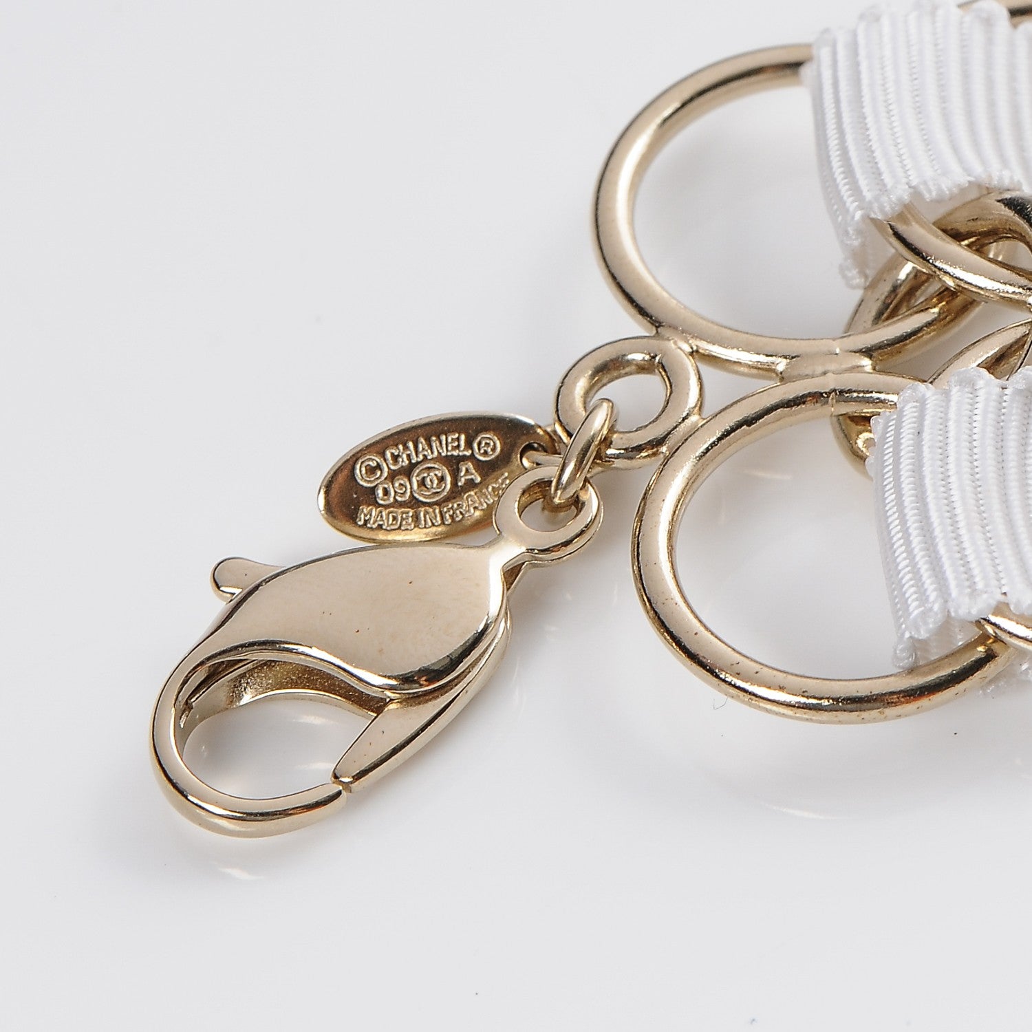 Chanel Resin Camellia Chain Ribbon Bracelet White 6 of 6