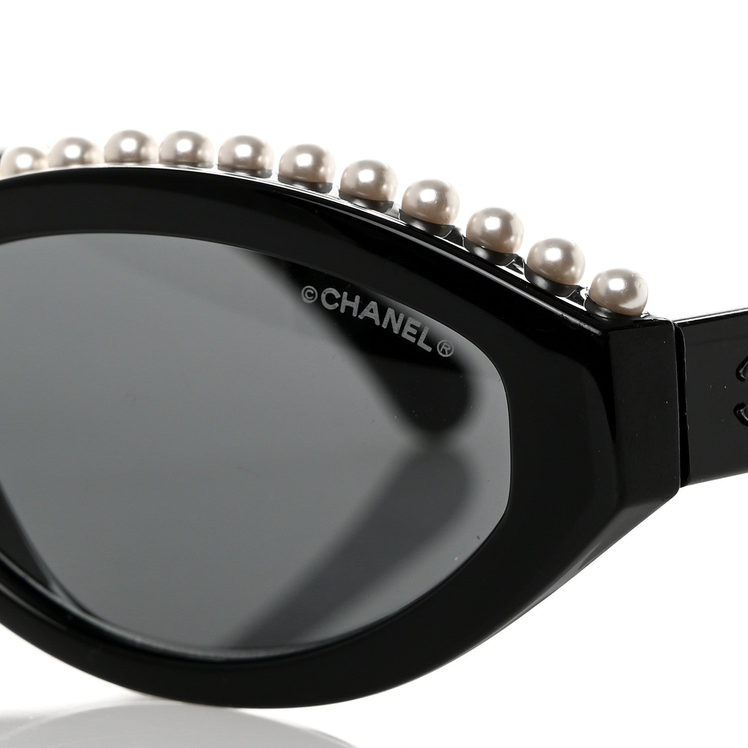 Chanel Acetate Pearl Oval Sunglasses S0114 Black 7 of 8