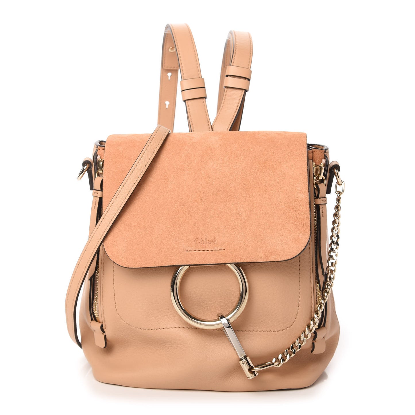Suede Calfskin Small Faye Backpack Blushy Pink