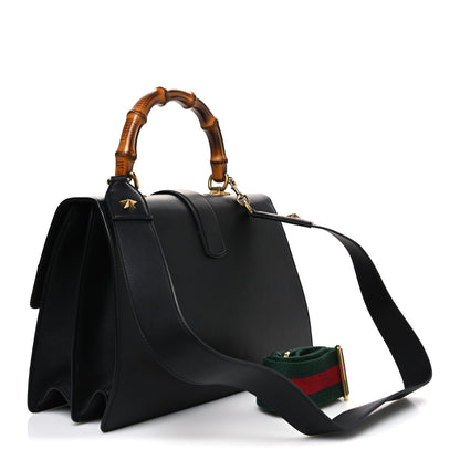 Gucci Calfskin Bamboo Web Large Dionysus Top Handle Bag Black Bright Evergreen Hibiscus Red 3 of 10