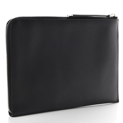 Fendi Vitello Dolce Shearling Apple Zip Around Pouch Black 3 of 7
