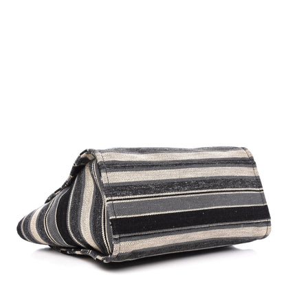 Chanel Striped Canvas Medium Deauville Tote Black 4 of 12