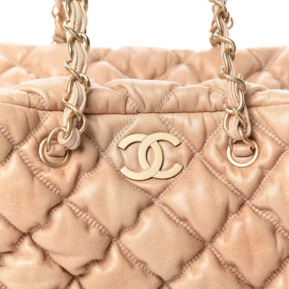 Chanel Lambskin Bubble Quilt Bowler Beige 10 of 14