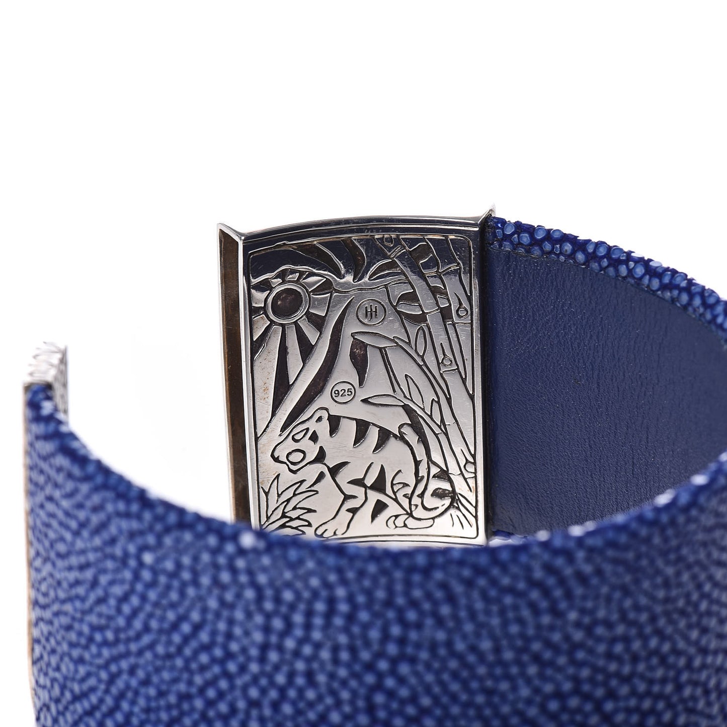 Sterling Silver Blue Stone Stingray Macan Cuff Bracelet Blue