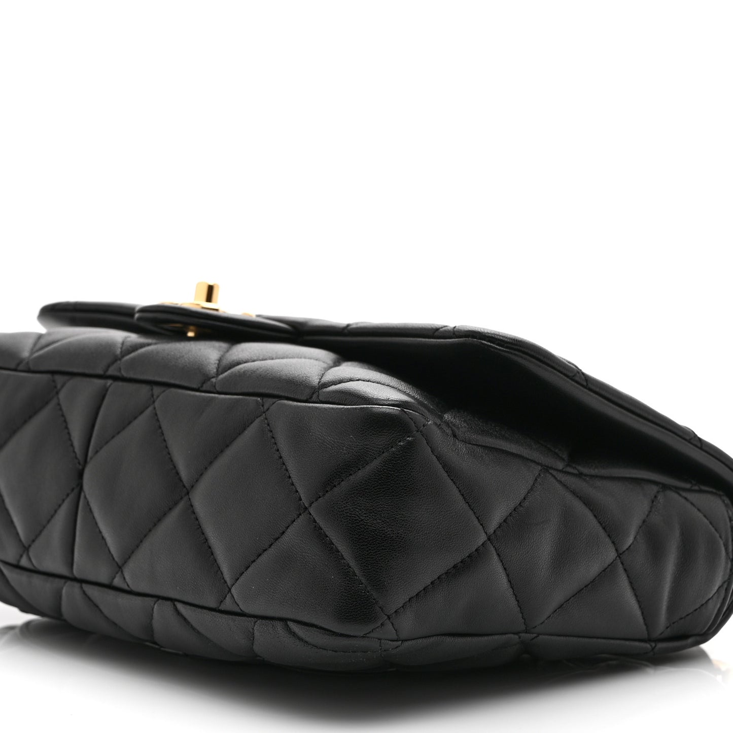 Lambskin Quilted Large CC Funky Town Flap Black