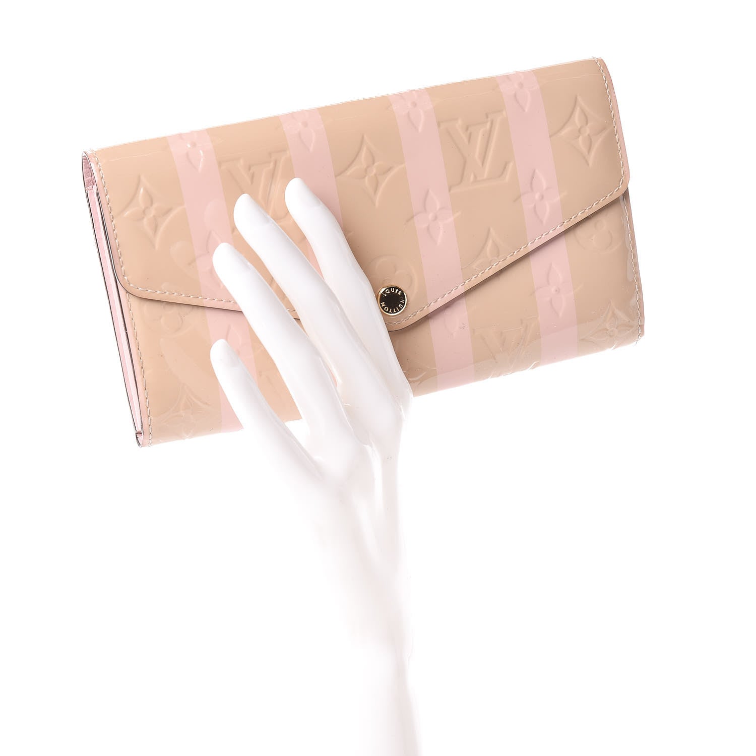 Louis Vuitton Vernis Rayures Sarah Wallet NM Dune 2 of 12