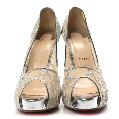 Christian Louboutin Rete Dentelle Lurex Very Lace 120 Pumps 41 Silver 3 of 9