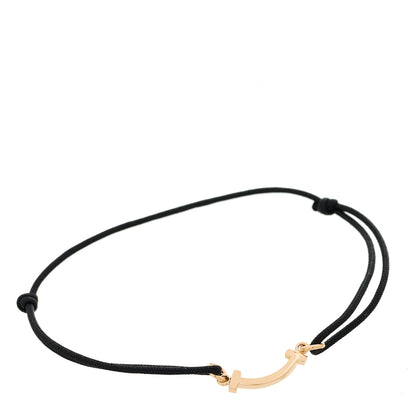 Tiffany 18K Rose Gold Mini T Smile Cord Bracelet Black 1 of 3