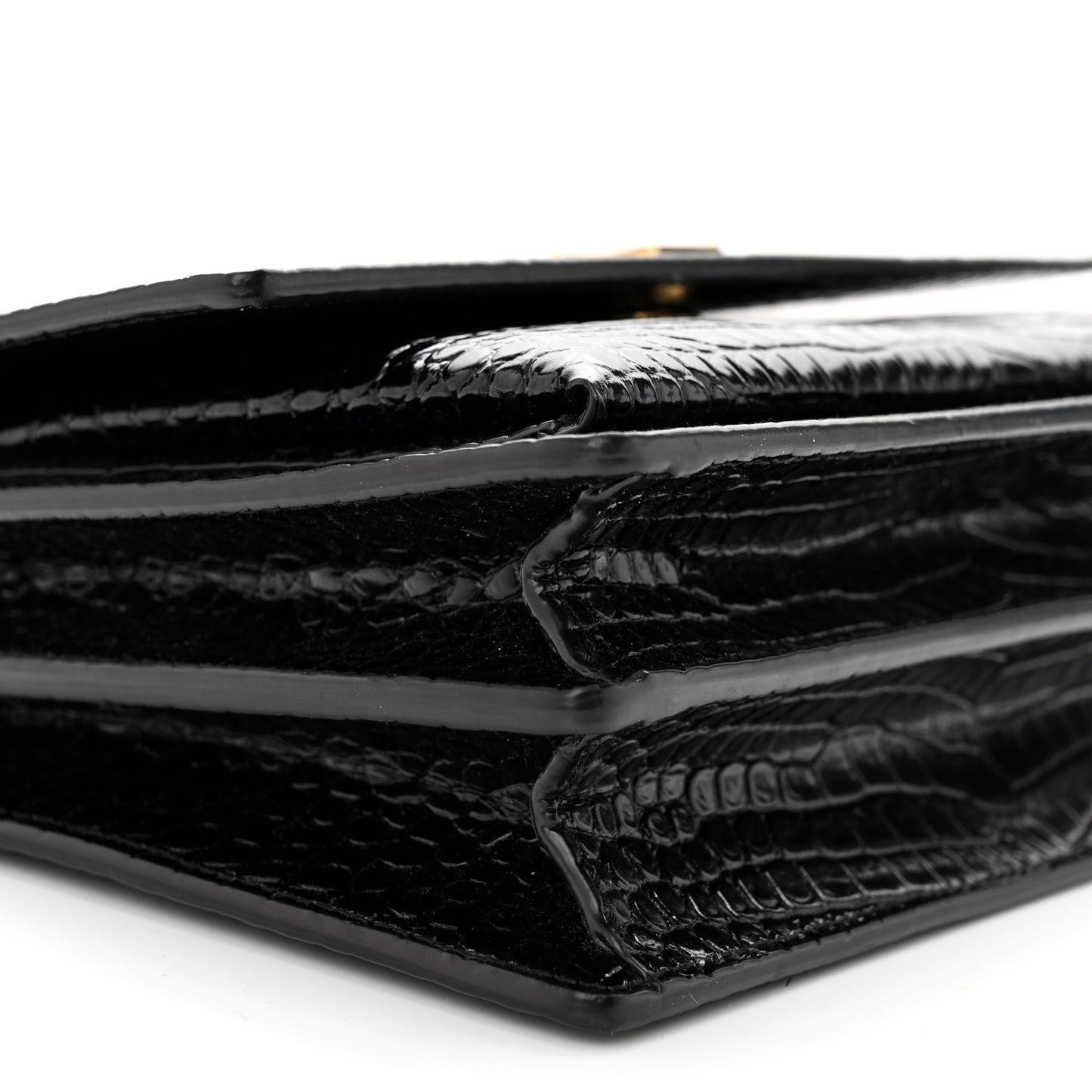 Calfskin Crocodile Embossed Medium Monogram Sunset Black