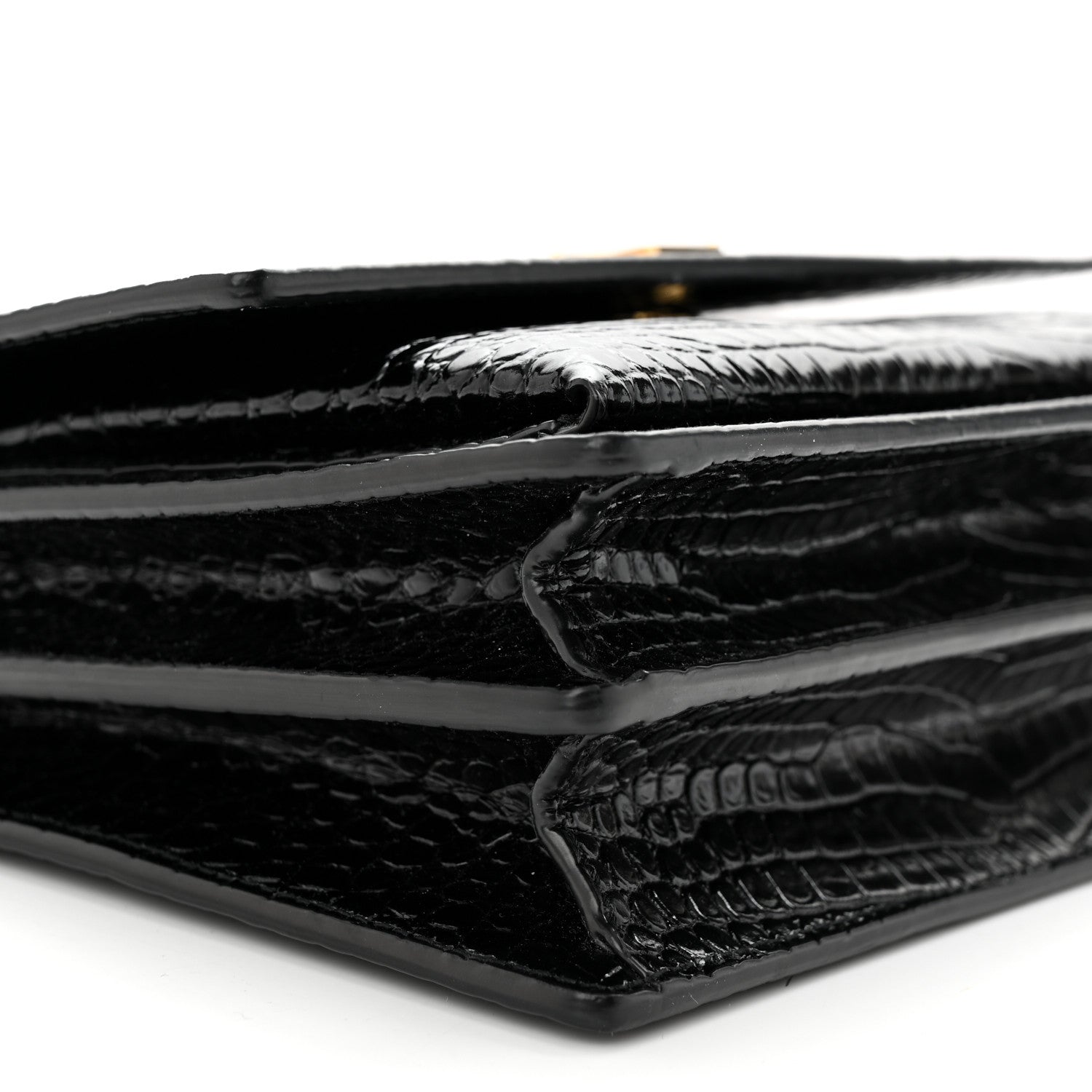 Saint Laurent Calfskin Crocodile Embossed Medium Monogram Sunset Black 9 of 10