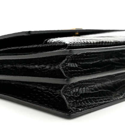 Saint Laurent Calfskin Crocodile Embossed Medium Monogram Sunset Black 9 of 10