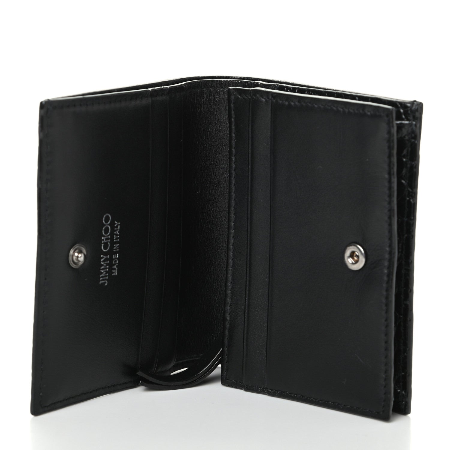 Jimmy Choo Calfskin Crocodile Embossed Hanne Wallet Black 5 of 6