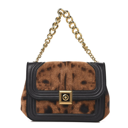 Versace Calfskin Leopard Icon Chain Flap Black 1 of 11