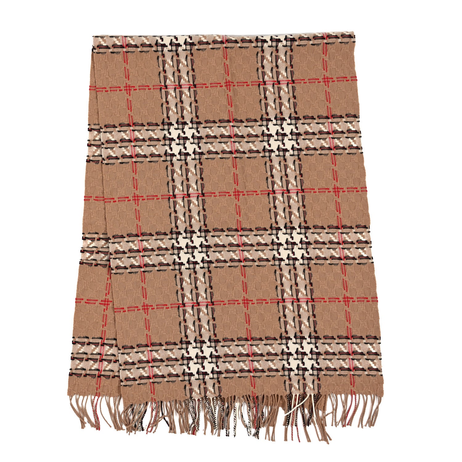 Burberry Merino Wool Cashmere Check Scarf Beige 2 of 3