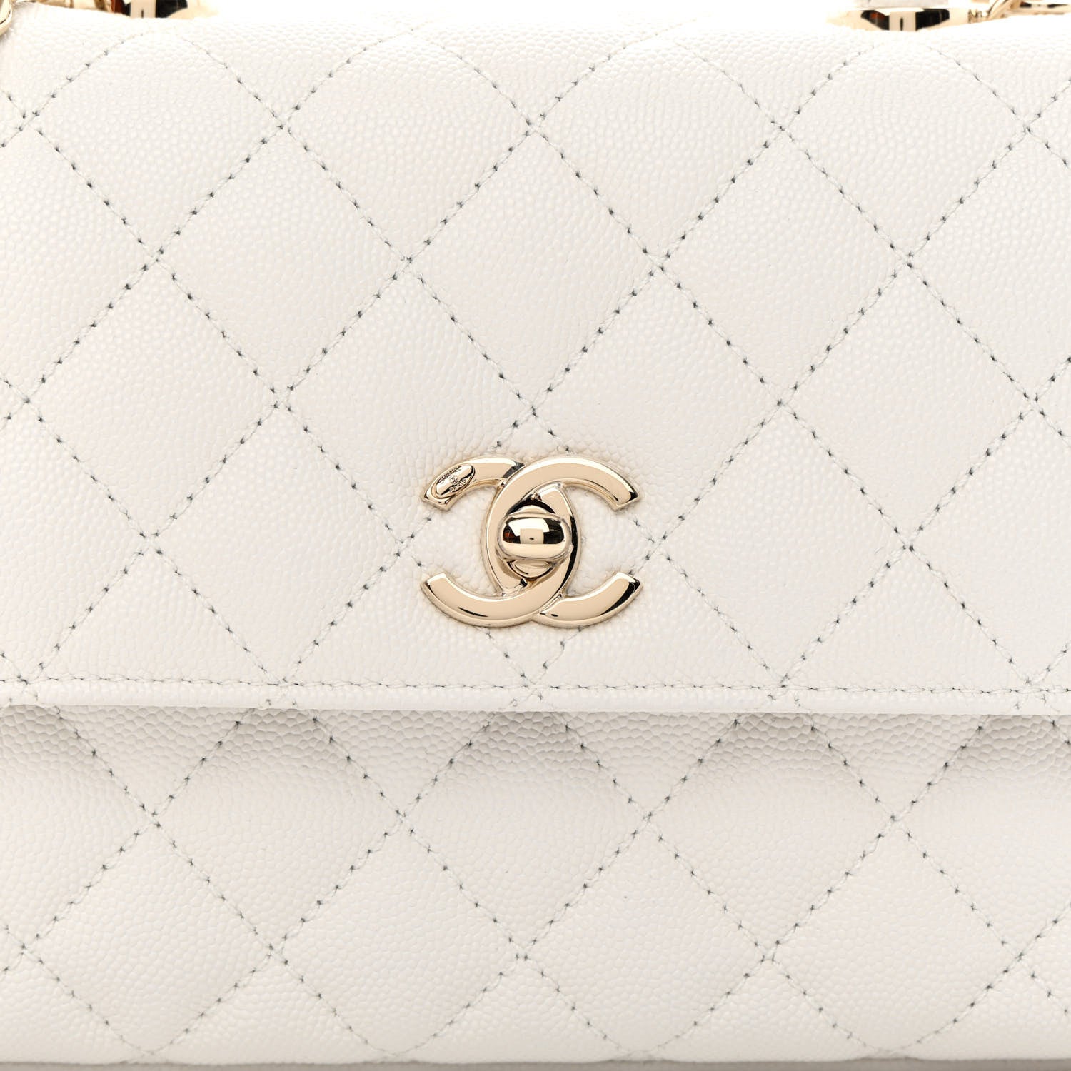 Chanel Caviar Quilted Mini Coco Handle Flap White 9 of 13