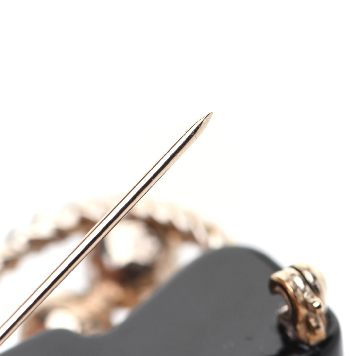 Pearl Crystal CC Brooch Gold