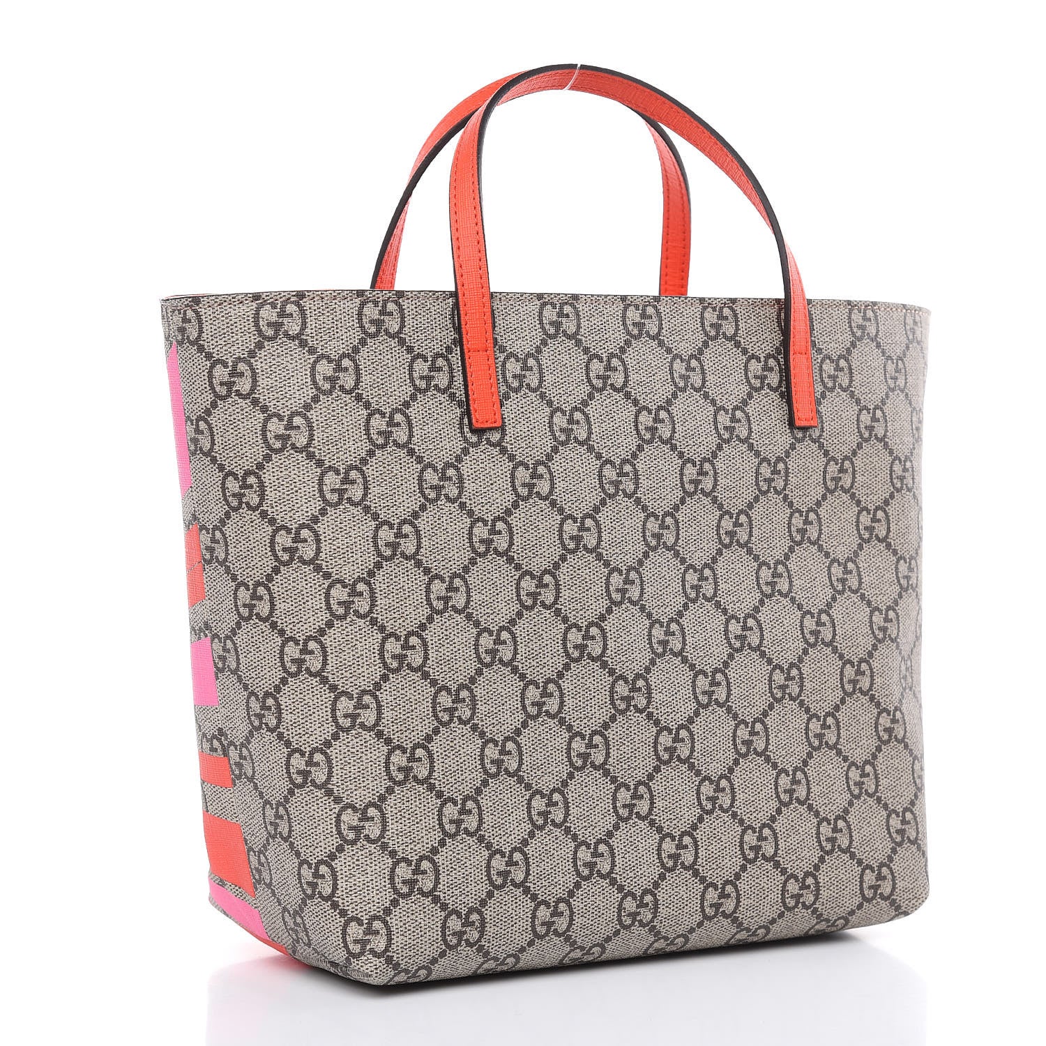 Gucci GG Supreme Monogram Kids Rocket Cat Tote Rose Orange 3 of 9