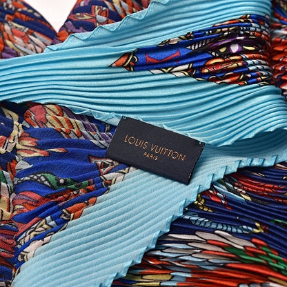 Louis Vuitton Silk Angles Pleated Square Scarf Blue 3 of 4